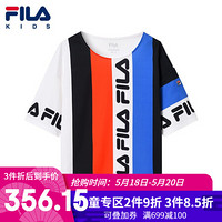 FILA  KIDS 斐乐儿童女孩短袖T恤2012年夏新款童装中大童条纹上衣 满印/标准白-PT 130cm