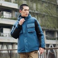 马克华菲男士羽绒服撞色拼接工装上衣