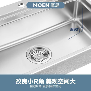 摩恩 Moen 水槽单槽304不锈钢加厚765 505mm厨房洗菜盆台上盆水槽套装 升级抽拉龙头 水槽 76 5 50 5cm 报价价格评测怎么样 什么值得买