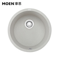MOEN 摩恩 石槽厨房石英石洗菜盆大理石厨盆水龙头单槽水槽套装27903 燕麦色圆槽配龙头67100W