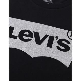 Levi's Logo Tee系列女士夏季新款黑色印花短袖T恤17369-0483 黑色 L