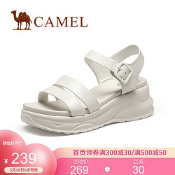 CAMEL 骆驼 2021夏季新款厚底运动凉鞋学生休闲罗马平底鞋网红凉鞋女  米白  37