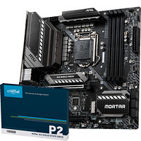 英睿达（Crucial）SATA 固态硬盘 1TB+微星(MSI) MAG B460M MORTAR 迫击炮 MATX主板（Intel LGA1200、B460）