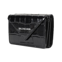 巴黎世家 BALENCIAGA 男女中性牛皮革Papier钱包钱夹黑色迷你款 391446 1U6QN 1000