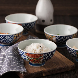美浓烧 Mino Yaki） 日本进口轻奢复古家用米饭碗古伊万里4.5英寸套碗礼盒装 5件套