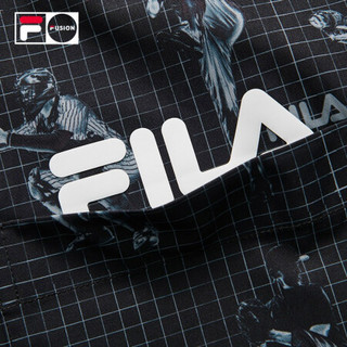 FILA FUSION 潮牌官方男子短袖衬衫2021夏秋新款个性图案满印上衣 T11M132401F 活力运动黑-BK（宽松版型，建议拍小一码） 170/92A/M