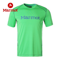 Marmot/土拨鼠运动防晒排汗透气UPF50圆领短袖速干T恤男女款户外 凯利绿4095 XS 欧码偏大