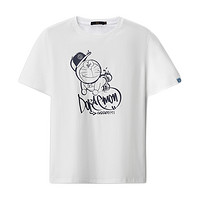 HLA 海澜之家 哆啦A梦系列 男士圆领短袖T恤 HNTBJ2D466A 米白花纹 54