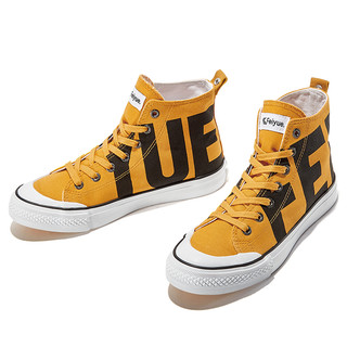 Feiyue. 飞跃 feiyue/飞跃帆布鞋男高帮潮流字母印花休闲情侣鞋 018米/桔 39
