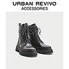 URBAN REVIVO2021夏季新品女士配件系带防滑马丁靴AW13TS2X2000 正黑 38