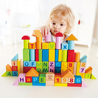Hape 儿童积木玩具自由拼搭木质80粒数字字母积木男孩玩具女孩礼物 E8022