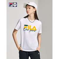 FILA FUSION斐乐女子短袖T恤2021年春季新款基础休闲全棉短袖衫 T11W115104F 标准白-WT 165/84A/M