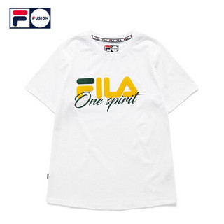 FILA FUSION斐乐女子短袖T恤2021年春季新款基础休闲全棉短袖衫 T11W115104F 标准白-WT 165/84A/M