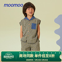 MooMoo 莫莫 美特斯邦威moomoo童装男童宽肩格纹印花梭织套装2021夏新款格纹图案两件套 方块组 15072