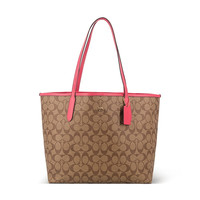 COACH 蔻驰 女士手提单肩托特包 5696 IMD9S 浅棕/粉色 大号