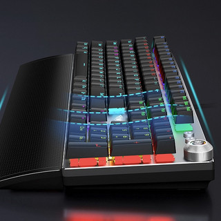 AULA 狼蛛 F2088 精英版 104键 有线机械键盘 黑色 国产红轴 混光