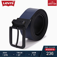Levi's李维斯男士蓝色牛皮革方扣腰带38018-0032（蓝色、90cm）