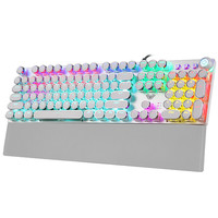 AULA 狼蛛 F2088 圆键版 104键 有线机械键盘 白色 国产黑轴 混光