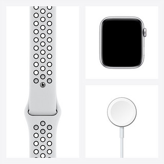 Apple 苹果 Watch Nike SE 智能手表 GPS款 44mm 银色铝金属表壳 白金配黑色运动表带（GPS）