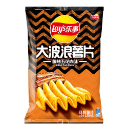 乐事 大波浪 马铃薯片 碳烤五花肉味 70g