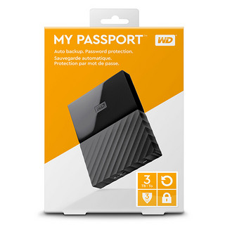 Western Digital 西部数据 My Passport系列 2.5英寸 移动机械硬盘 3TB USB 3.0 经典黑