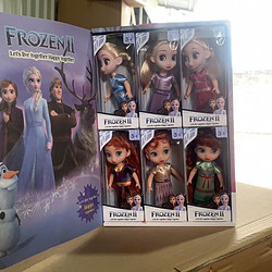 Disney 迪士尼 生日礼物17厘米芭比娃娃六一儿童冰雪奇缘套6个娃娃礼盒