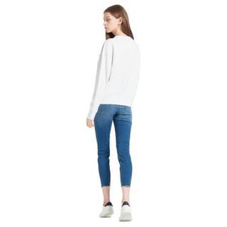 Calvin Klein Jeans 卡尔文·克莱恩牛仔 女士圆领长袖T恤 J215017 白色 S