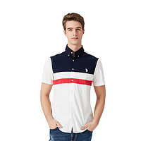 U.S. POLO ASSN. 美国马球协会 春夏新品男士拼接短袖衬衫