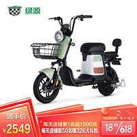 Luyuan 绿源 电动自行车48V24A锂电池可提取 ZFB翻糖 成人男女通用代步电瓶车 浅灰绿