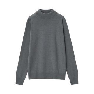 MUJI 无印良品 女士半高领毛衣 W9AA877 深灰色 XL