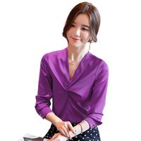 MILANYIN 米兰茵 女士V领衬衫 MLDM269 紫色 XXL