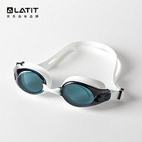 LATIT 游泳眼镜防水防雾男女士成人通用高清专业护目泳镜潜水装备 白色