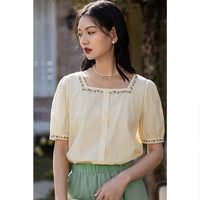 茵曼 2021夏装女士短袖衬衣