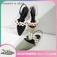 CHARLES＆KEITH2021夏新品CK1-70900276绊带平底凉鞋（39、Black黑色）