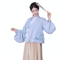 观其赋 汉服 锦笙 女士交领短袄 蓝色 S