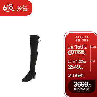 STUART WEITZMAN 斯图尔特·韦茨曼 女士LAND系列黑色弹力绒面皮革过膝靴 MIDLAND SUE BLACK 37