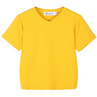 恒源祥 TQ20701 儿童V领短袖T恤 黄色 160cm