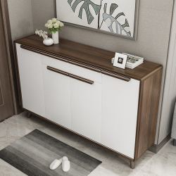 木清居北欧实木框架鞋柜sm04免漆四门鞋柜