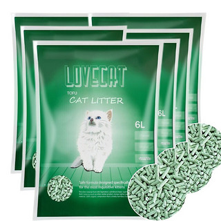 LOVECAT 爱宠爱猫 豆腐猫砂 6L*6包 绿茶味