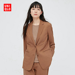 UNIQLO 优衣库 433646 女装麻混纺休闲西装外套