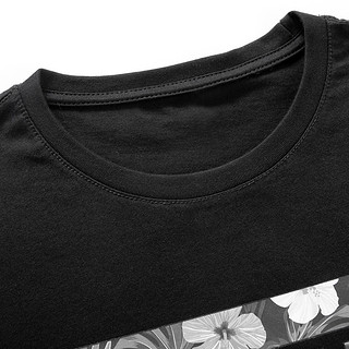 【纯棉透气】夏季新品男款时尚字母印花上衣亲肤男士圆领短袖T恤 XL 黑色