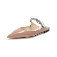 JIMMY CHOO 女士漆皮尖头平底鞋穆勒鞋芭蕾粉色 BING FLAT PAT 192 BALLET PINK 35码