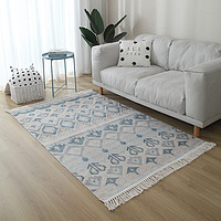 迪派特 日式棉麻地毯 1*1.6m 流苏图案J