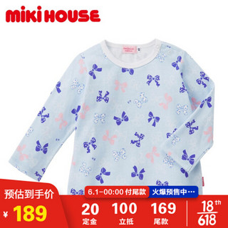 MIKI HOUSE HOT BISCUITS 公主风复古印花卫衣73-5202-263 蓝色 90