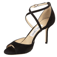 周仰杰 JIMMY CHOO 奢侈品 女士高跟鞋黑色绒面革 EMSY 85 SUE BALCK 37码