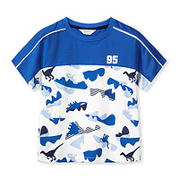 【人气爆款】童装男童夏季短袖T恤时尚圆领衫 170 宝蓝