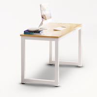 月烨 015 简约台式电脑桌 160cm 白腿+浅胡桃色桌板