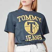 TOMMY JEANS 女士TJW Bxy作物裂纹徽标T恤