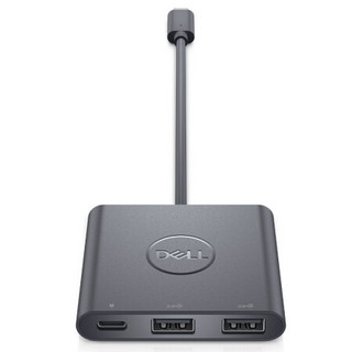 戴尔（DELL）USB Tyep-c转双USB A适配器（可通电源）转换器