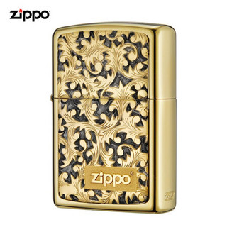 美国进口之宝（ZIPPO）防风煤油打火机不含油 唐草徽章之Zippo在右 品牌直供原装正版